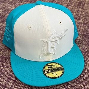 Florida Marlins New Era Teal and White Fitted Cap 7 5/8